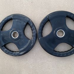 45lb Olympic Rubber Coated Plate Set Weights 