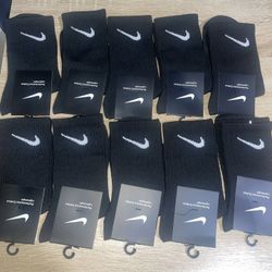 10 Pair Nike Black Socks 