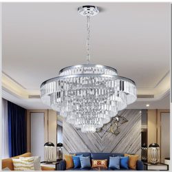Crystal Chandeliers  Modern Style Chrome 39 inch & Lights (New)