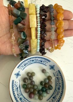 Lot of gemstone bead strands for jewelry making beading A37