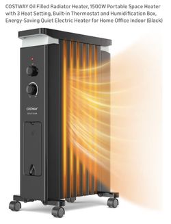 Costway Oil Filled Heater 1500W – Portable Space Heate