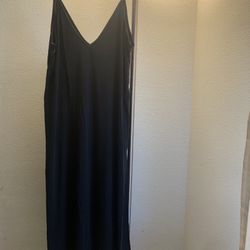 Long Black, V-neck, Side Sexy Slit, Medium 