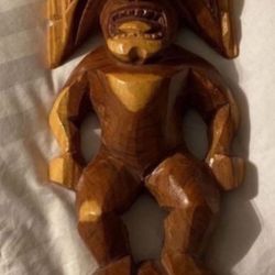 Rare Unique Hand Carved Hawaiian Artist Signed Tiki Doll Lahaina Maui 2014