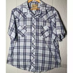 Wrangler Western Pearl Snap Short Sleeve Plaid Button Shirt Mens Size 2XL