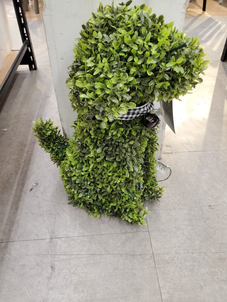 LED Greenery Sitting Dog Topiary 19" Decorative