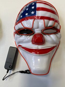 Halloween LED Mask Purge Masks with Lighten EL Wires Scary Light Up Cosplay Costume Mask Battery-operated Glowing Creepy Mask Flag
