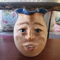 JS Pottery Lowell NC Pitcher Signed Grace