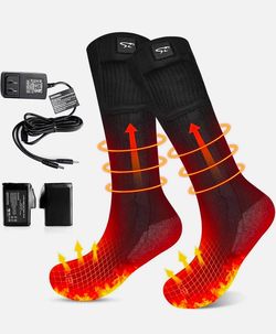 BARCHI Heated Socks Rechargeable Electric Settings for Men & Women 7.4V S Black