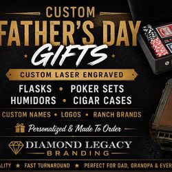 🎁 Father’s Day Custom Engraved Gift Sets | Flasks, Poker Sets, Humidors, Cigar Cases & More