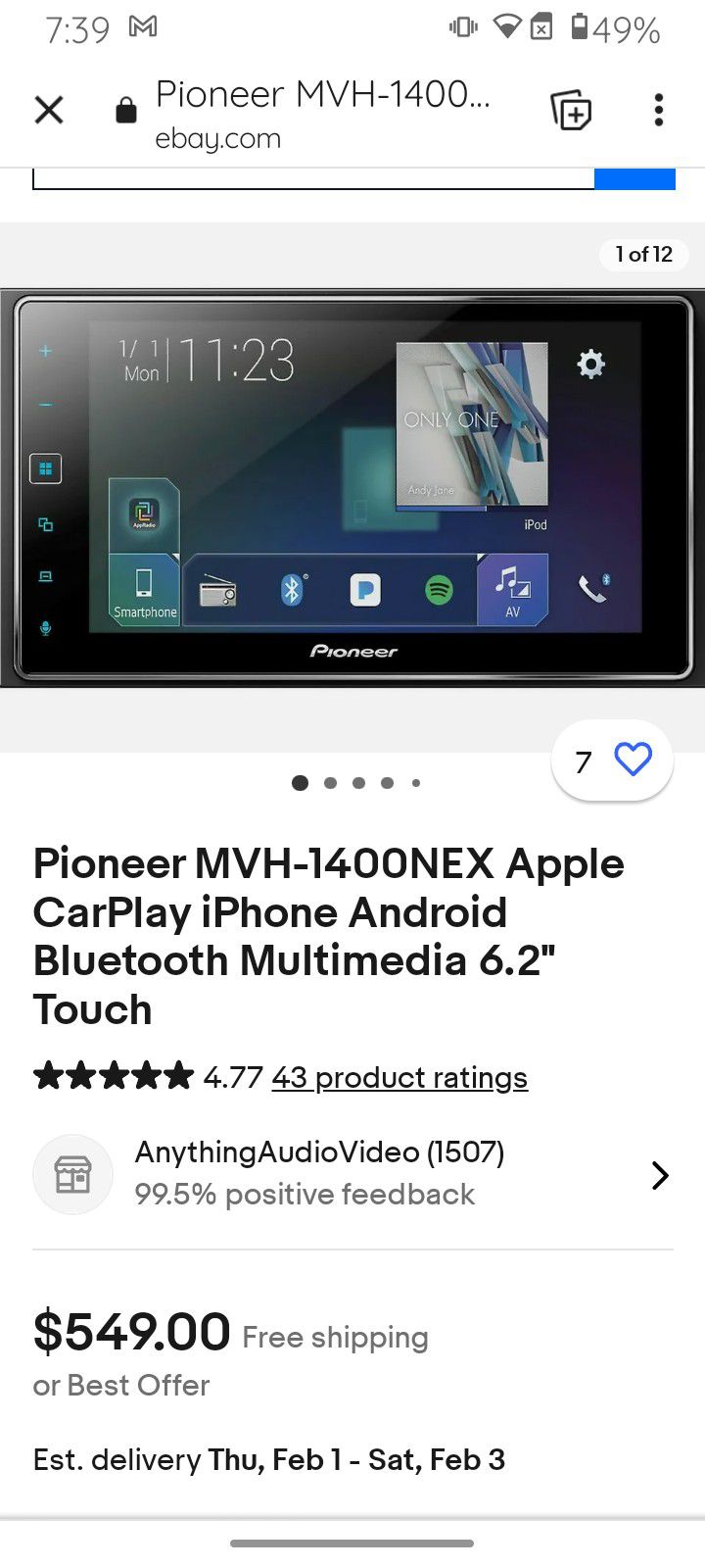 PIONEER NEX MVH-1400NEX 