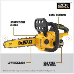 Dewalt 12 In 20v Chainsaw Tool Only