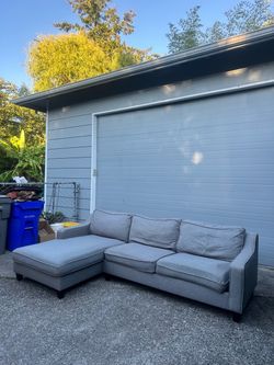 Gray Fabric Sectional Sofa with Chaise - (Free Curbside Delivery)