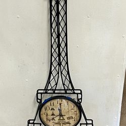 Eiffel Tower Wall Clock. Perfect Working Conditions. 32” Tall