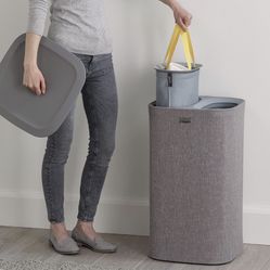 Gray Laundry Hamper, 60 L, With 2 Compartments