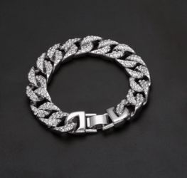New 18 k white gold Cuban link bracelet