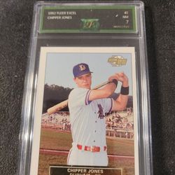 CHIPPER JONES Fleer Excel RARE ROOKIE CARD Durham Brave MINOR LEAGUE Baseball RC EJE NM 7