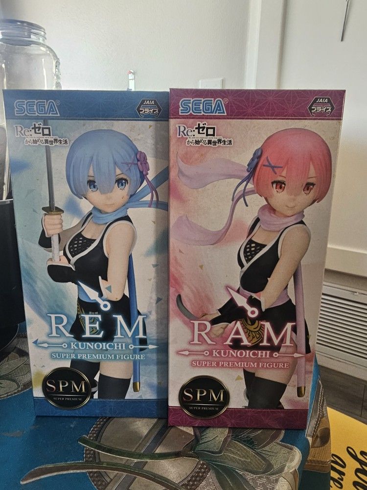konoichi rem and ram statues