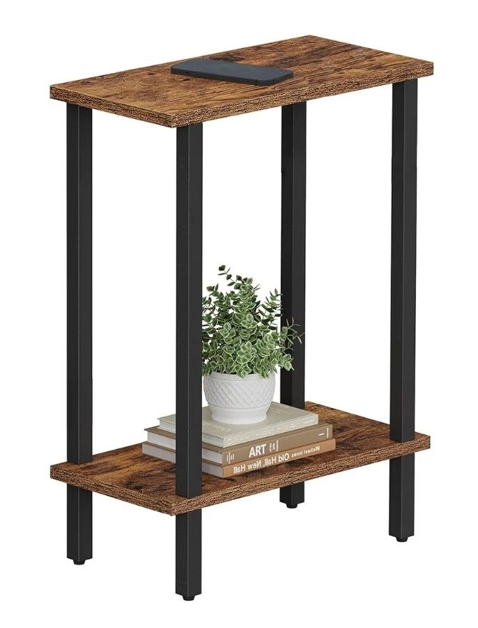 TUTOTAK Small Side Table, Narrow End Table, Skinny Sofa Table, Slim Nightstand, Couch Table, Living Room, Bed Room, Brown