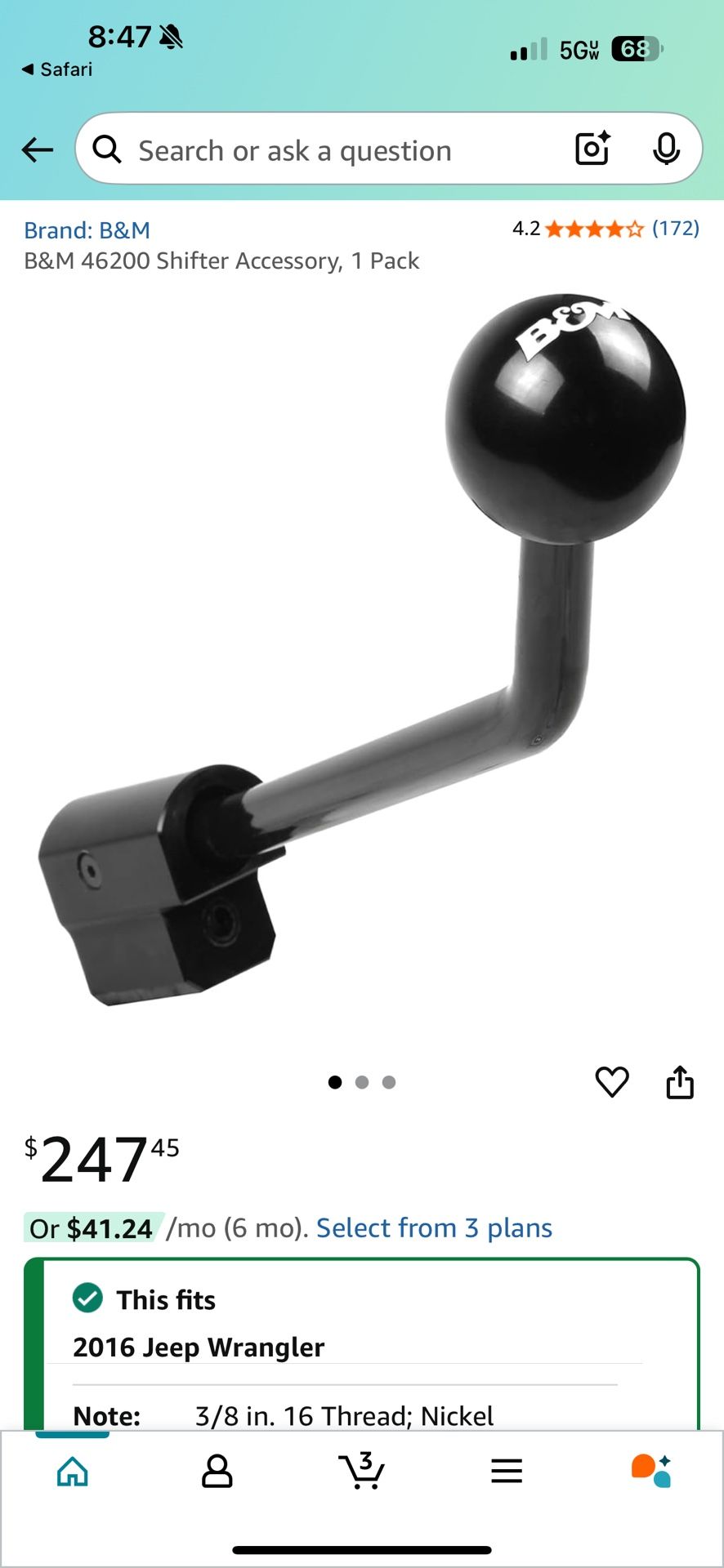 2007-2018 Jeep Wrangler JK & JKU B&M 6 Speed Shifter Handle & Transfer Case Extended Handle