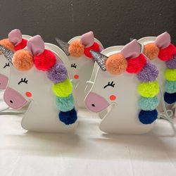 Cat & Jack Girl’s Purse Pom Pom White Unicorn Crossbody Bag