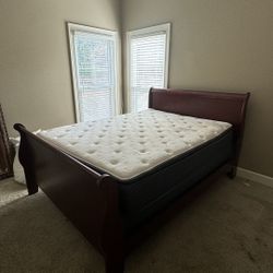Queen Size Sleigh Bed with Queen Size Mattress