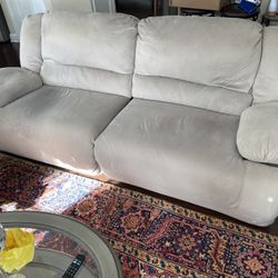 2 Suede Couches and 1 Suede Love Seat Set 