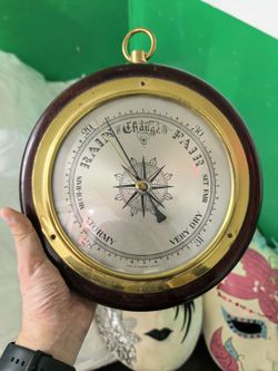 Vintage West Germany Barometer – Wood & Brass