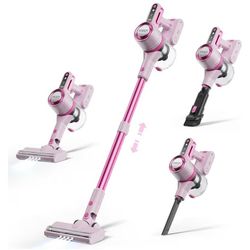 Viyawise Imooy Cordless Vacuum Cleaner - Pink Vacuum for Home with 80000 RPM High, 8-in-1 Lightweight Stick Vacuum, Rechargeable Battery, Up to 40 Min