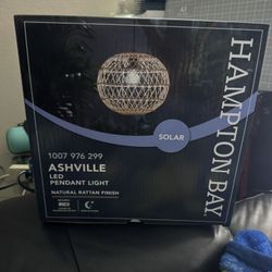 Hampton bay Asheville LED Outdoor Solar Pendant Light Rattan Finish!