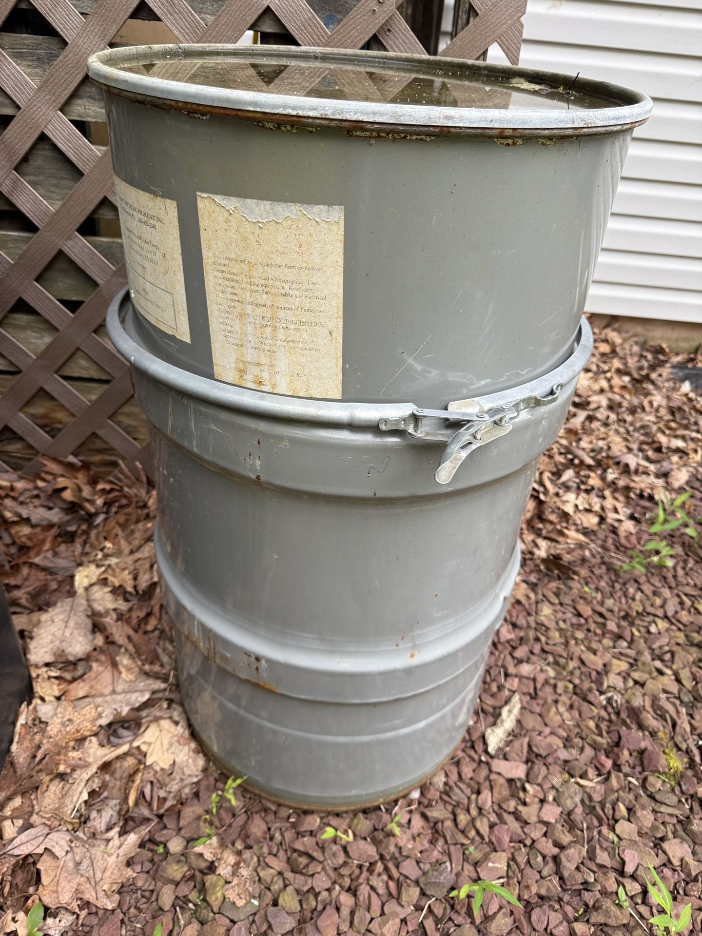 55 Gallons Metal Barrel With Open Top Locking Lids