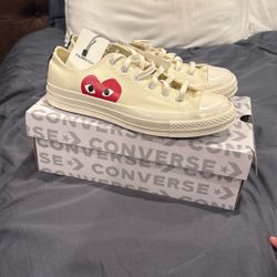 White CDG converse size 8 men’s 