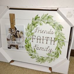 Wall Photo Frame! 4 x 6 picture it holds. FRIENDS, FAITH, FAMILY 