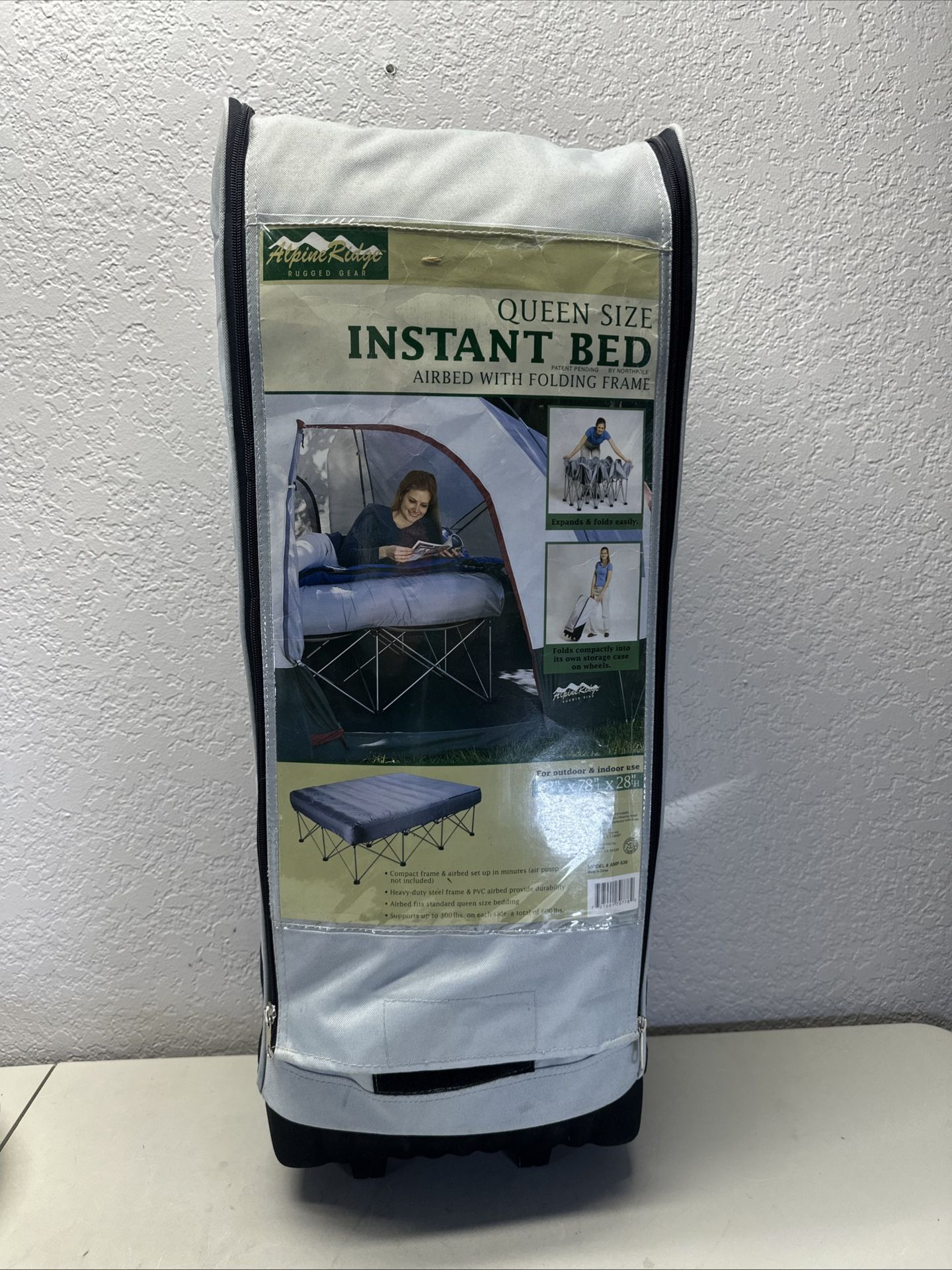 Alpine Ridge Queen Size Instant Bed Easy Set Up Bag W/ Wheels