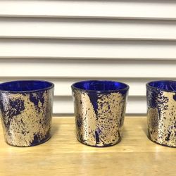 Cobalt Blue & Silver Votive Candle Holders