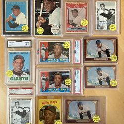 🥎 (11) WILLIE MAYS BASEBALL CARDS * 1955 ~ 1969 * (7) CARDS GRADED 😅🥎