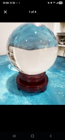 150mm (5.73") Clear K9 Glass Crystal Ball Sphere with Wooden Stand