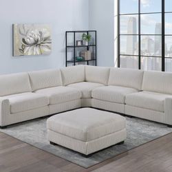 Brand New Modular Comfy Corduroy Sectional Set 