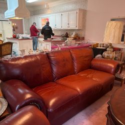 Leather sofa and arm chair
