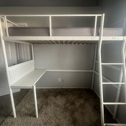White Loft Bed w/Desk