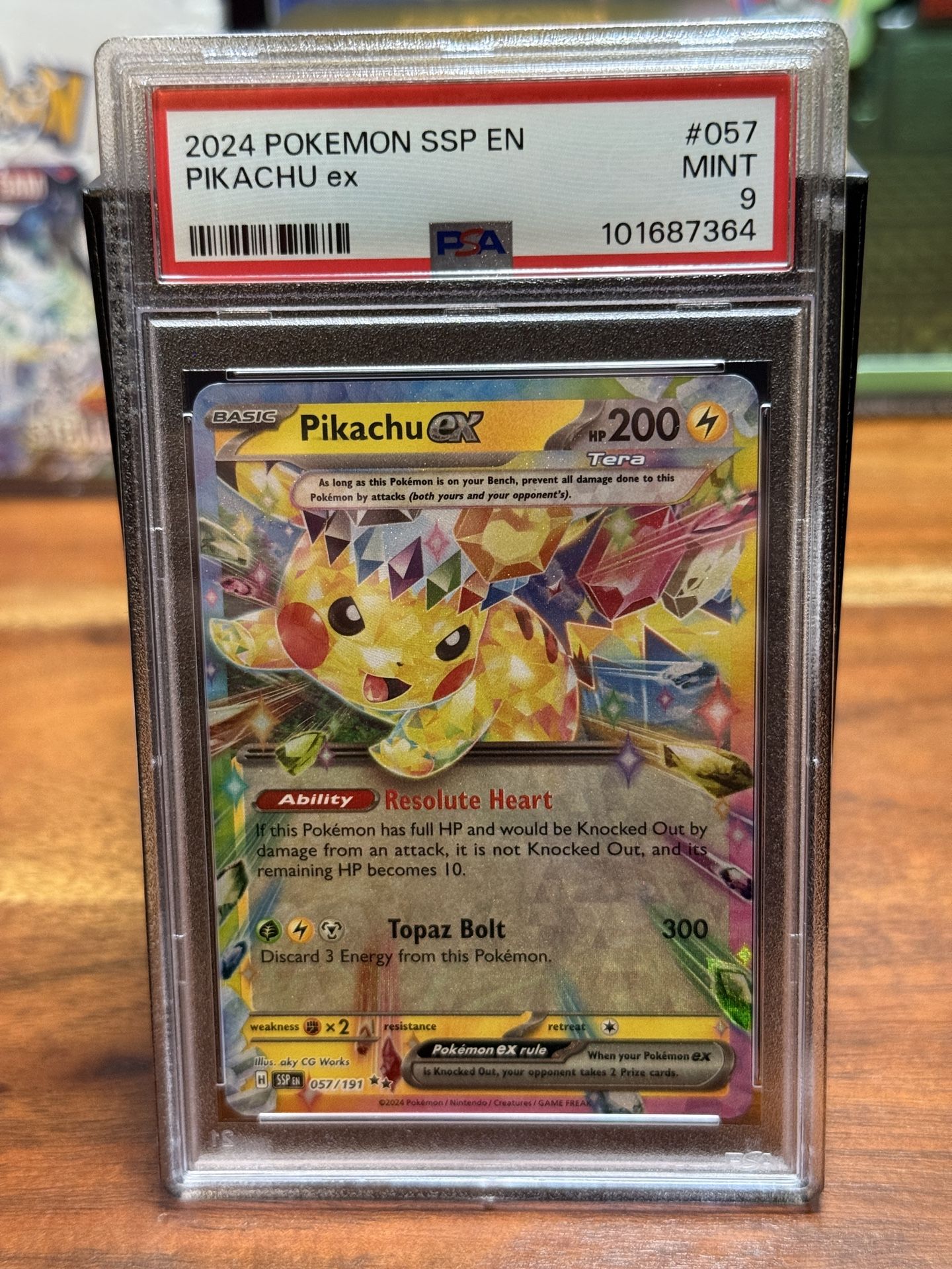 Pokemon Pikachu Ex 057/191 Surging Sparks Holo PSA 9