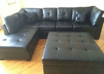 Black leather sectional $600