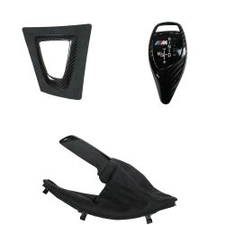 3 PC HandBrake Gear Shifter Trim Carbon Fiber Interior Sets For BMW F30 F31 F32