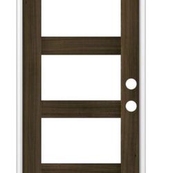 Krosswood Doors 36 in. x 96 in. Modern Hemlock Left-Hand/Inswing 5-Lite Clear Glass Black Stain Wood Prehung Front Door