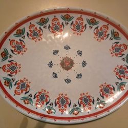 Melamine Coral & Teal Serving Platter