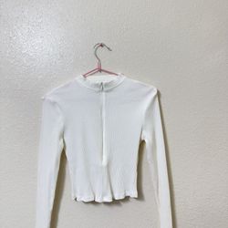White Long Sleeve Cropped Shirt 