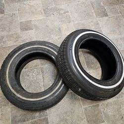 (TWO) 155 80 13 WHITE WALL TIRES $80 CARRY OUT