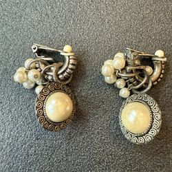 Elegant Silver and Cream Earrings