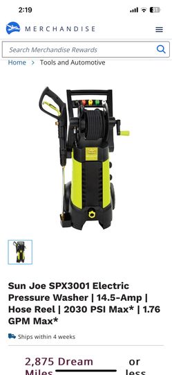 Sun Joe SPX3001 Electric Pressure Washer | 14.5-Amp | Hose Reel | 2030 PSI Max* | 1.76 GPM Max*