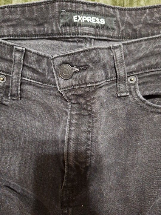 Express Jeans Mens 36x30 Black Dark Wash Cotton Rocco Slim Straight Fit Denim