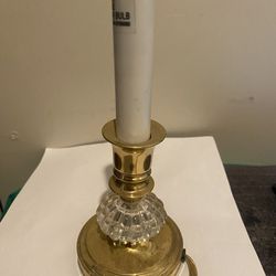 ANTIQUE BRASS&GLASS SMALL CANDLE LAMP